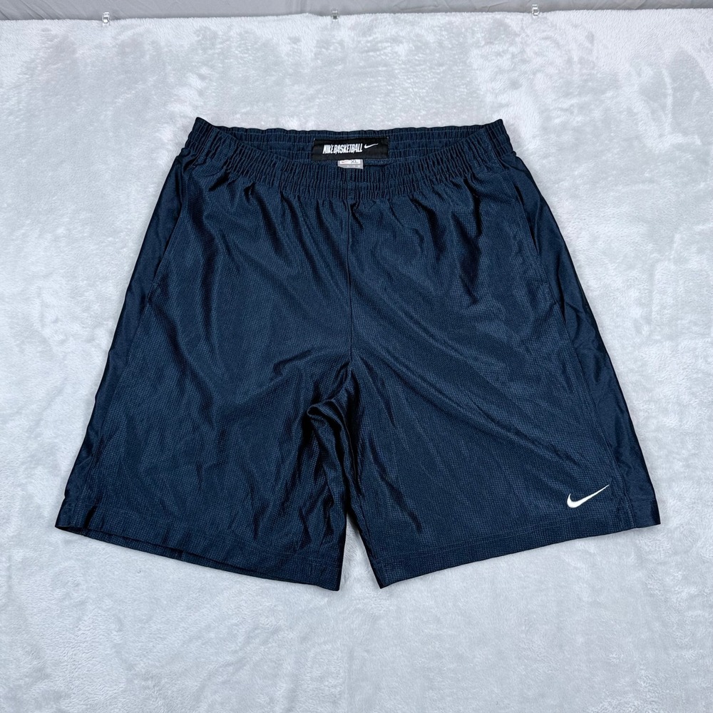 Vintage Nike Basketball Dazzle Shorts Mens XL Blue Mesh Satin Athletic Baggy Y2K